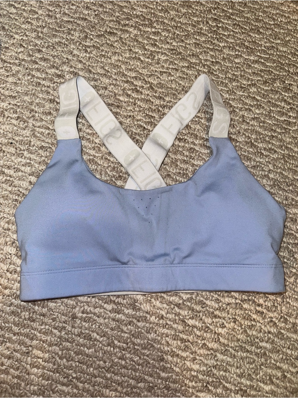 Figs Light Blue Sports Bra With White Cross Straps